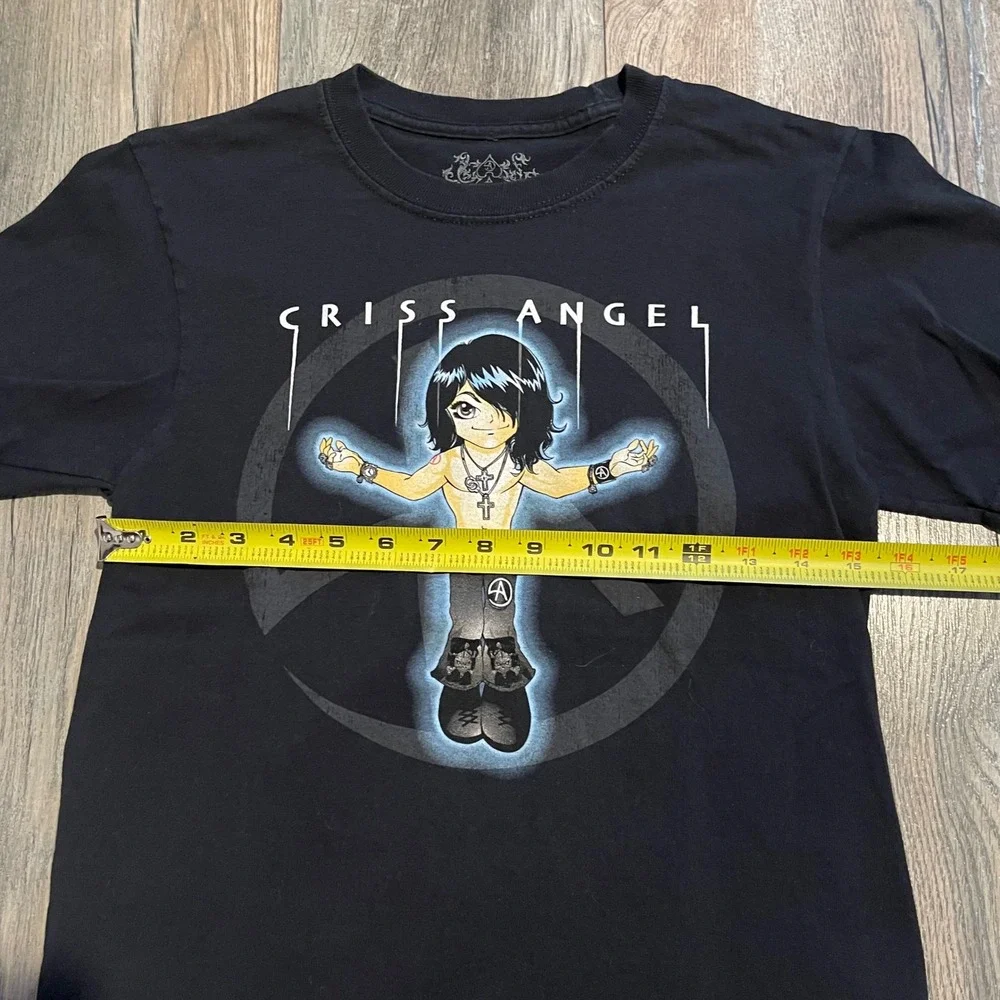 Criss Angel Mindfreak Kids Large Black Graphic T-Shirt Anime Magic Goth‎ Y2K